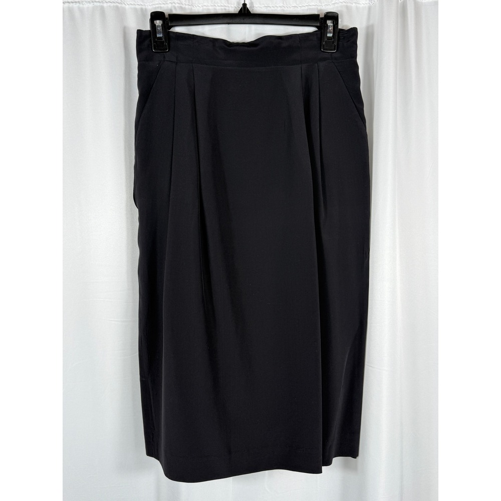 Silk Studio by Claude Bennett‎ Black 100% Silk Midi Skirt Size 8
